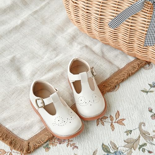 Image of GINFIVE Toddler Girls Dress Shoes Little Kids Flats School Mary Janes Shoes