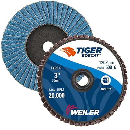 Image of Weiler 50916 Bobcat 2 inch Diameter, 40 Grit, Zirconium, Plastic Backing, Type 27 Specialty Abrasive Flap Mini Disc