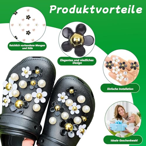 KLINNA 18 Stück Schuhanstecker für Mädchen, Blumen Schuh Charms Set für Crocs, Süßes Kinder Zubehör mit Knöpfen, Perlen Schuhanhänger zur Dekoration von Gartenschuhe & Sandalen