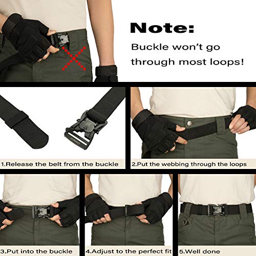 JUKMO Tactical Belt, Military Rigger 1.5‘’ Nylon Web Duty Work Belt with Magnetic Quick Release Buckle (Coyote, Large)