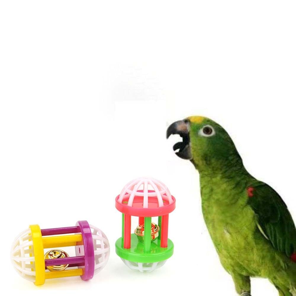 RvPaws Hollow Rolling Bell Ball Parrot Balls Toy Pet Bird Toy Parrot Chew Cage Fun Toys Parakeet Cockatiel Pet Toy for Lovebird Dog Puppy Cat- 2 Pcs Pack 1