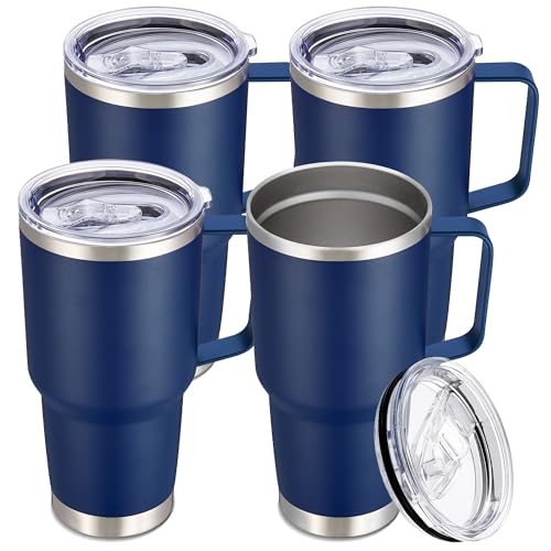 Image of 30 oz Stainless Steel Tumblers Bulk with Handle and Lid, 4 Pack