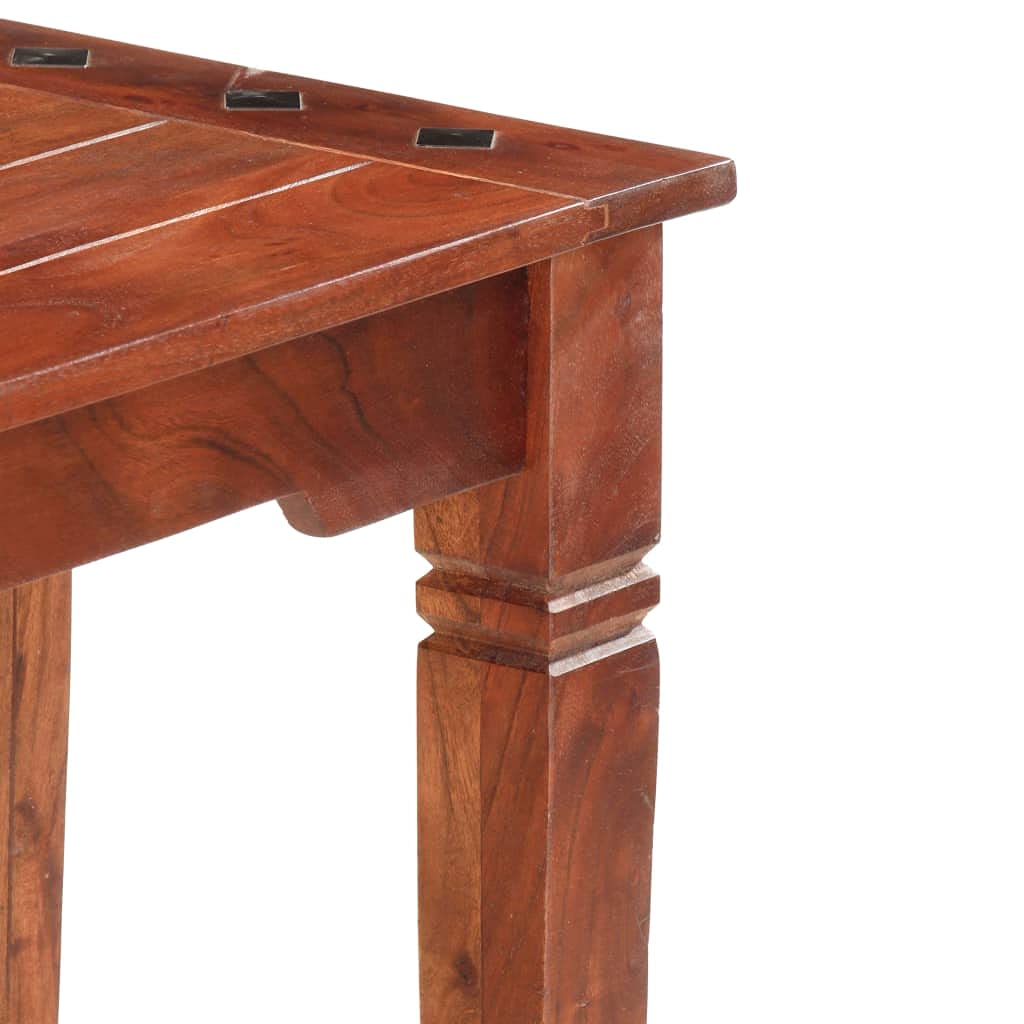 Banco de madera maciza de acacia de 110 cm, banco de comedor rústico con acabado de nogal, banco de madera resistente para pasillo o sala de estar