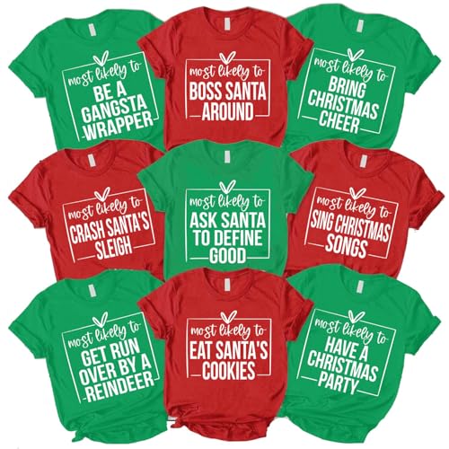 Most Likely to Christmas Shirts for Family, Xmas Party Members Gift, Family Matching Holiday T-Shirts, Funny Party