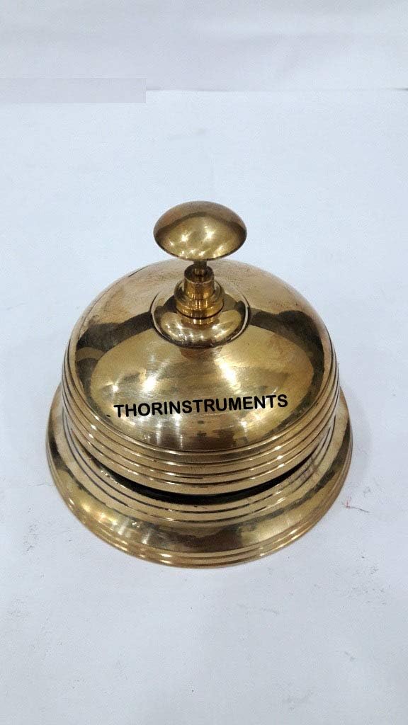 Nautical Table Bell Solid Brass Hotel Decor Office Motel Service Bell Rustic Vintage Home Decor Gifts : Office Products