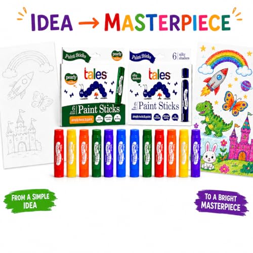Image of Tales Silky & Pearly Paint Sticks for Kids Drawing, Pack of 2, Each 6 Color | Twist & Paint, Washable, Quick Dry, Non-Toxic & Safe, Mess-Free Twistable Crayons for Children, Birthday Return Gift