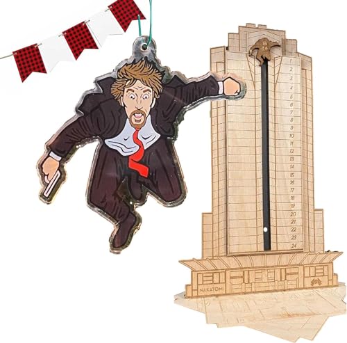 Hanabitx Gruber Falling Off Off Off Nakatomi Plaza, Calendrier de Noël en bois amusant pour le compte à rebours, décoration durable, facile à utiliser