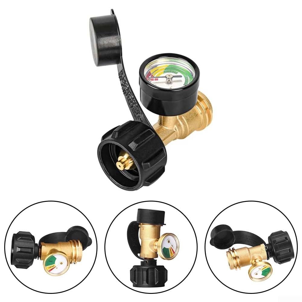 Indicateur de niveau de réservoir de propane avec détecteur de fuite, connecteur de bouteille de gaz en laiton pour barbecue, chauffage de camping-car, compatible de type 1, affichage clair