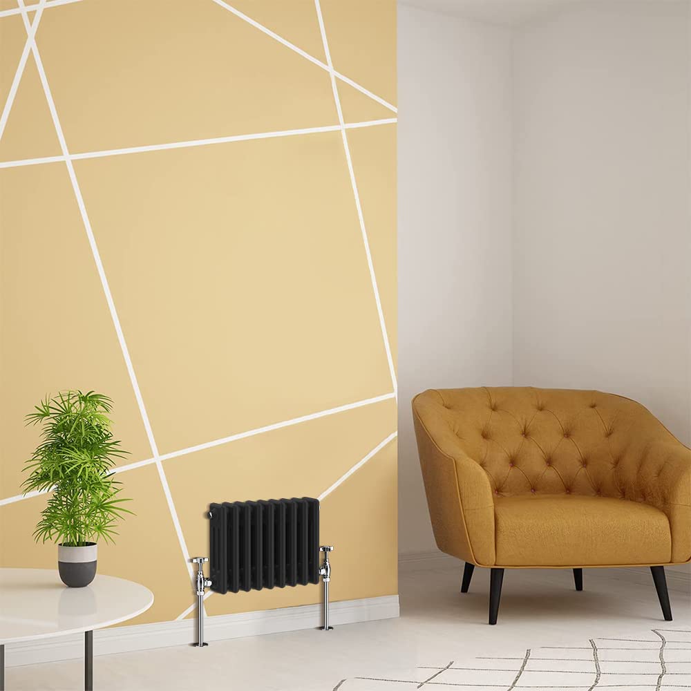 Warmehaus Traditional Radiator 3 Column Black Horizontal 300x427mm