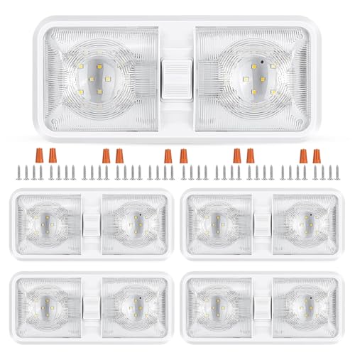Noger RV LED Lights Interior 12v 600LM, Camper Lights 8W, Ceiling Dome Light with Switch for RV Camper Trailer Boat Car (Natural White 4000-4500K, 5 Pack)