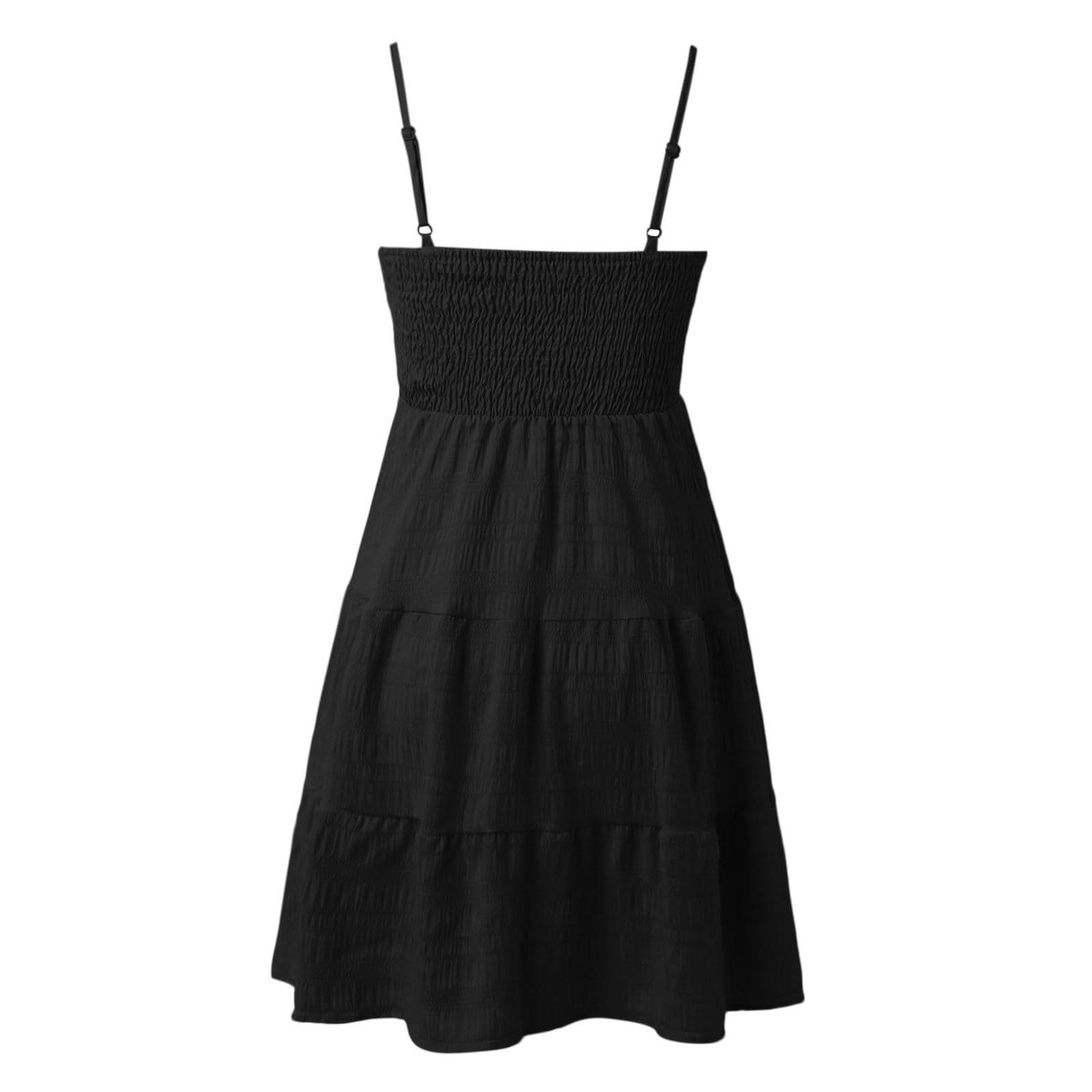 Abito Corto Tinta Unita Orlo Con Volant Senza Maniche Mini Estivo Sexy