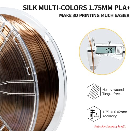 Image of iBOSS Silk PLA+ Filament 1.75mm Dark Gold 1KG, Shiny Silk 3D Printer Filament Dimensional Accuracy + /- 0.02mm, 1kg Spool(2.2lbs) Fits for Most FDM 3D Printers, Silk Dark Gold