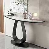 TUPAFJU Mesa de Entrada Moderna de mármol Dorado, Mesa Consola Negra, Mesa de sofá Estrecha Decorativa, para vestíbulo, Pasillo, Sala de Estar, Entrada(Black,120cm/47.2in)