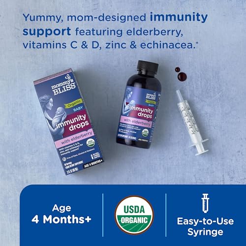 Mommy's Bliss Organic Baby Elderberry Drops, Immune Support with Vitamins, Prebiotics, Zinc & Organic Echinacea, Age 4 Months +, 3 Fl Oz (36 Servings) - Image 3