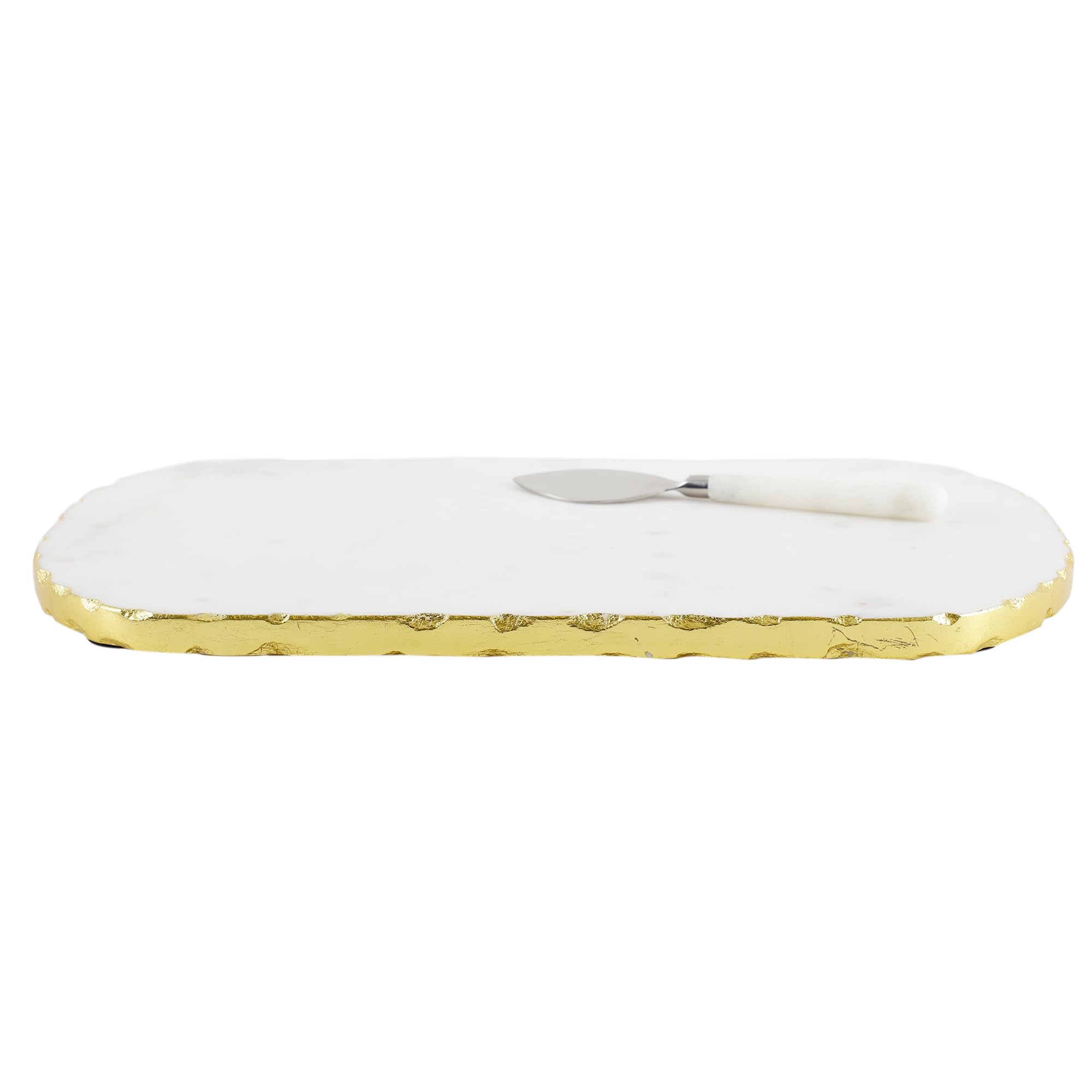 NikkisPride Indian Made Premium Marble Oval Cheese Platter with Cheese Knife Set – Elegant Serving Board for Parties, Entertaining & Gifts Standard Size 38 cm x 22.5 cm 1
