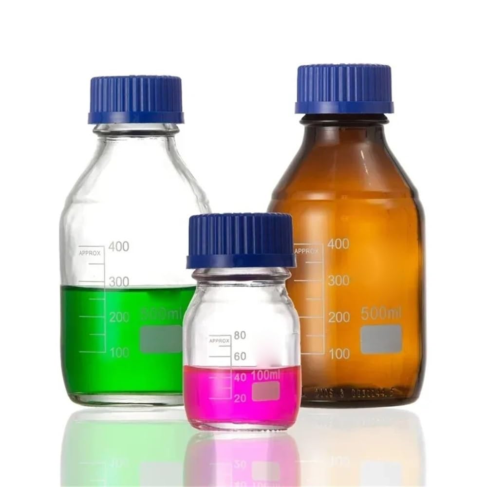 Cristalería de Laboratorio Botella de vidrio transparente azul de 100/250/500/1000 ml con escala de boca de rosca for laboratorio.(Clear 1000ml)