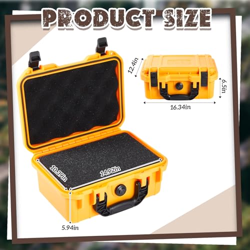 Image of Relaxweex 1 Pcs Waterproof Hard Case with DIY Customizable Foam Insert Portable Protective Case with Knife for Camera Drones Equipments Tools Test Instruments(Yellow,16.3 x 12.4 x 6.5 Inch)
