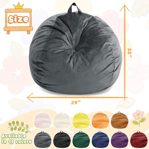 Image of Bean Bag Chairs for Kids - 2.5FT Round Memory Foam Furniture BeanBag Chair - Kids /Teens Bean Bag Sofa with Soft Micro Fiber Cover - Fluffy Couch for Playroom Living Room Bedroom, Grey