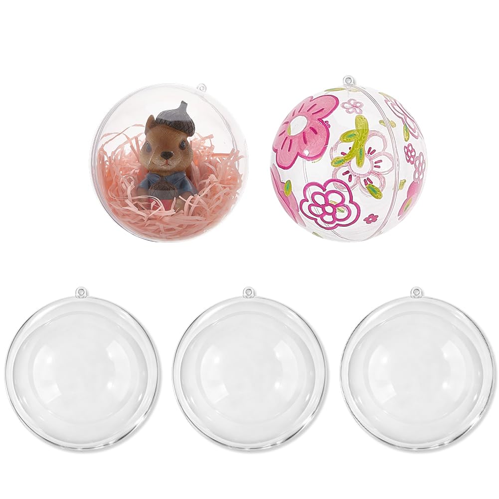 OLYCRAFT 5pcs Clear Plastic Fillable Ornaments Ball 14cm Acrylic Hanging Decorative Spheres Transparent Plastic Spherical Assembled Craft for Tree Decorations Home Decor Party Supplies