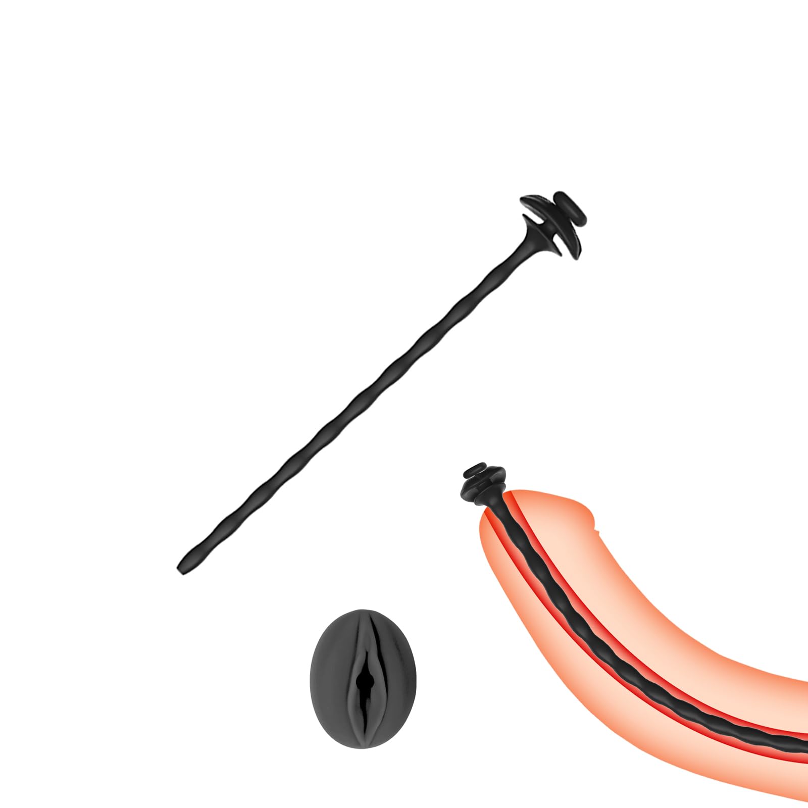 Plug pénien pour cage de chasteté Plug urétral creux Dilatateurs de cathéter en silicone Stimulateurs de prostate Jouets sexuels masculins (S)