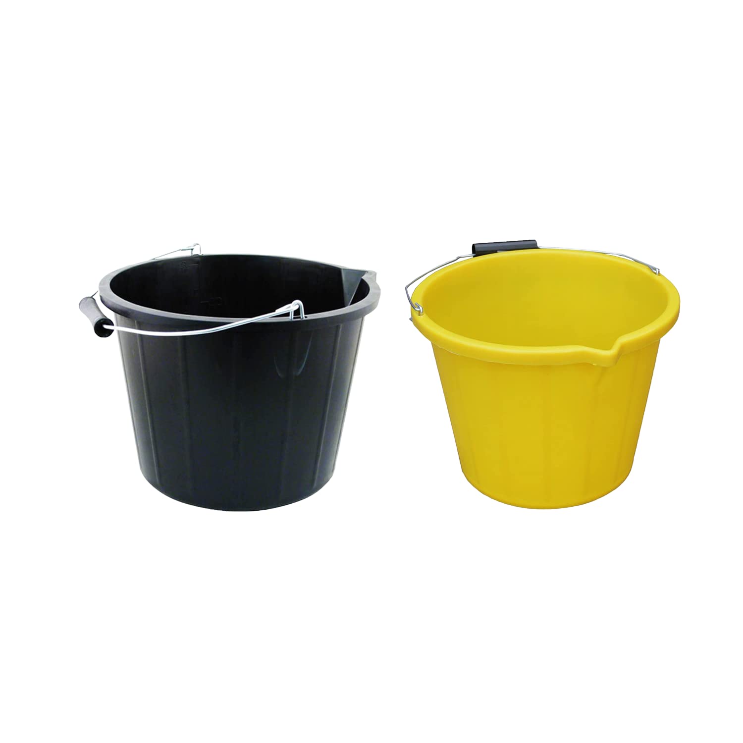 Buy (Set of 2) Black And Yellow 3 gallon Bucket 14 litre Plastic Builders Bucket with Measuring