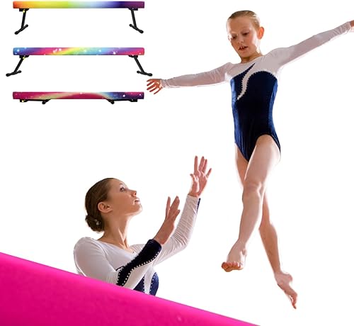 Miniatura 9 de Viga de equilibrio ajustable, equipo de gimnasia de viga de piso alto y bajo, haz de gimnasia profesional para niños, entrenamiento en casa con