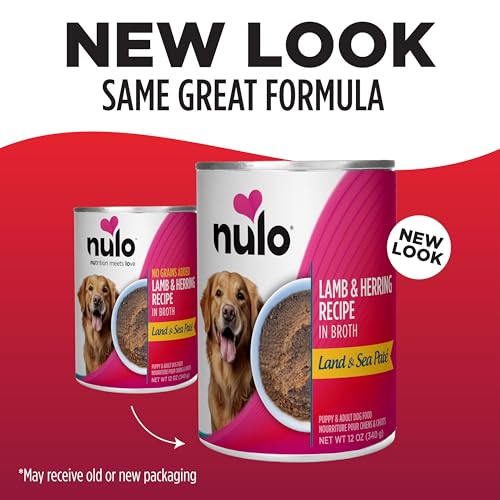 Image of Nulo Land & Sea for Adult Dogs & Puppies Lamb & Herring Recipe in Broth 12 Ounce Cans, Pack of 5