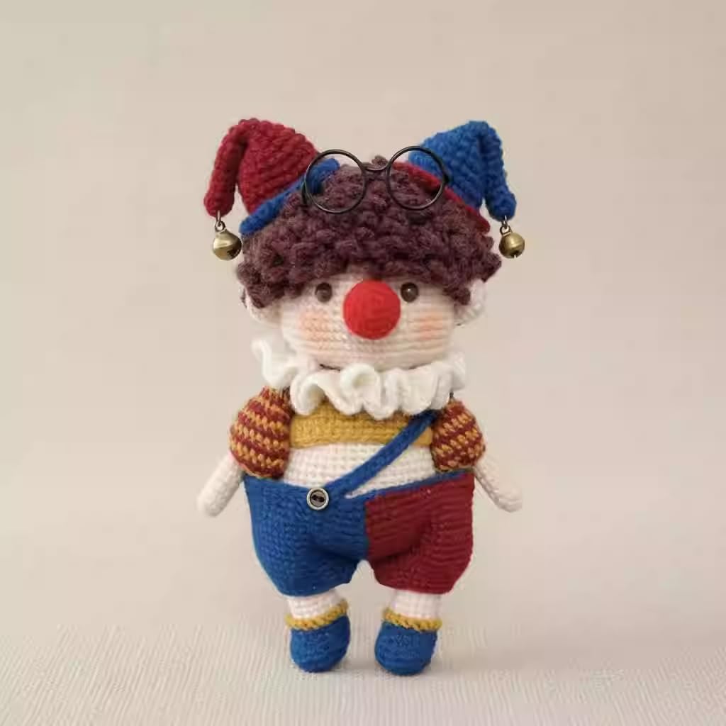 Genérico Adorably Ugly Clown Crochet Kit - DIY Amigurumi Craft Set with Yarn, Hook, Pattern & Video Tutorial - Perfect Beginner-Friendly Gift for Kids & Adults (3 Sets of Tools with Tutorial)