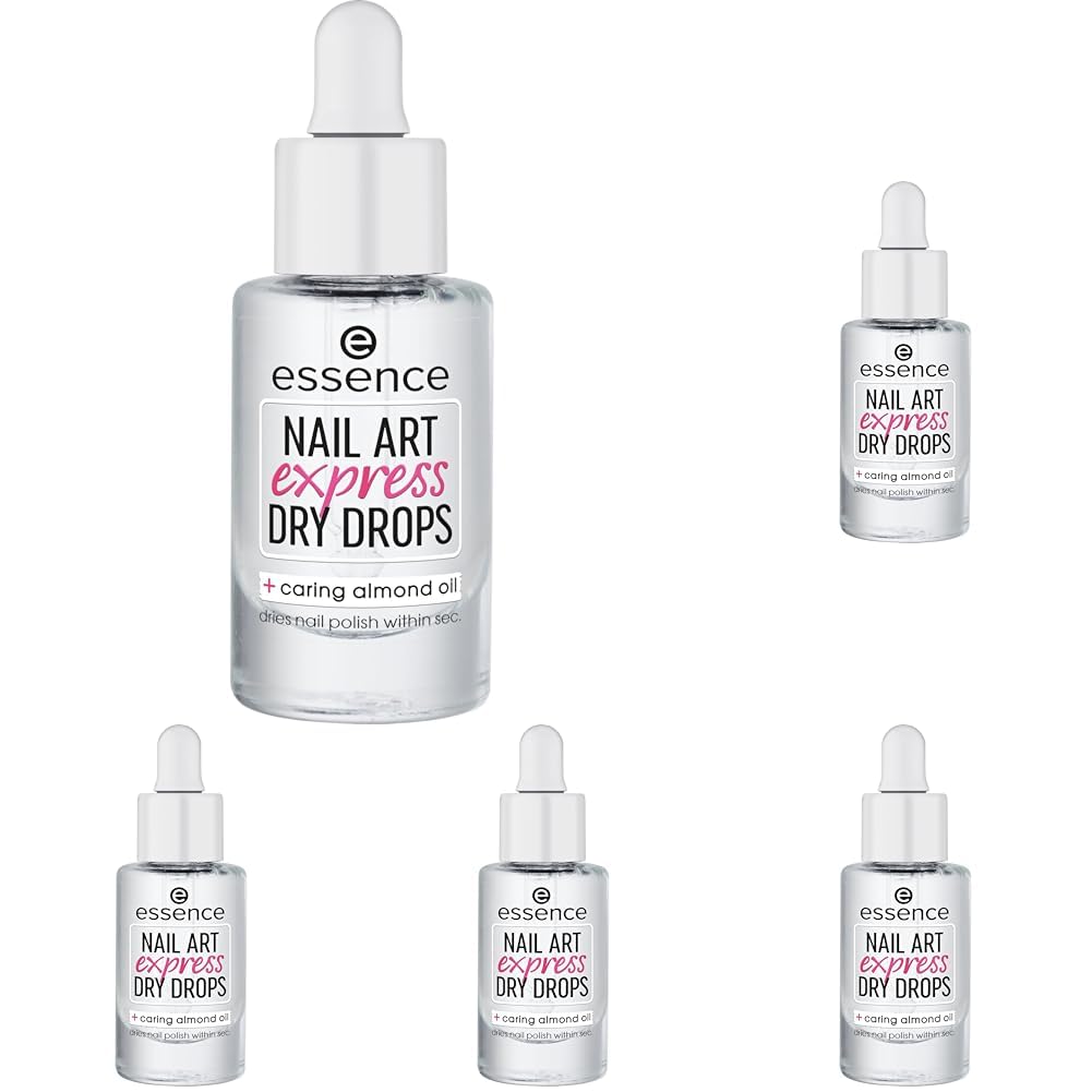 essence cosmetics nail art express dry drops, Nagellack Schnelltrockner, transparent, ohne Aceton, vegan, Mikroplastik Partikel frei (8ml) (Packung mit 5)