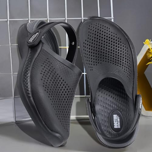 Image of DOCTOR EXTRA SOFT Men's Classic Casual Sports Clogs /Sandals with Adjustable Back Strap for Adult | Comfortable & LightWeight| Stylish & Anti-Skid|Waterproof & Everyday Use Mules for Gents & Boys D-513
