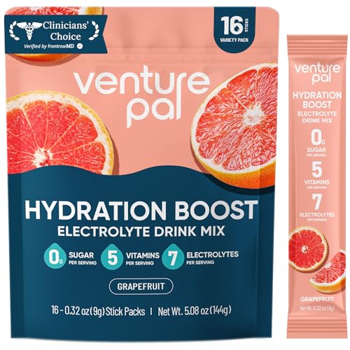 Image of Venture Pal Sugar Free Electrolyte Powder Packets - Liquid Daily IV Hydration Packets for Rapid Rehydration | 7 Electrolytes & 5 Vitamins | Keto Friendly | Non-GMO | Vegan | Fast Dissolve | 16 Sticks