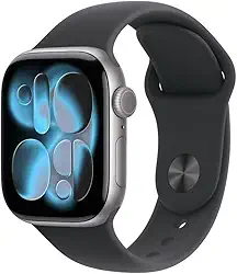 Apple Watch Series 11 GPS, Caixa em alumínio cinzento sideral de 42 mm com Bracelete desportiva preta - P/M