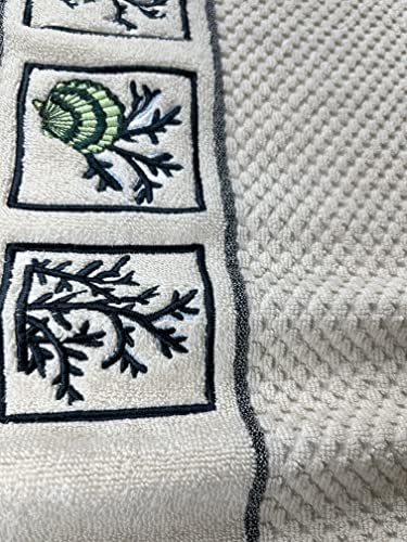 Image of SENSES By Riba Cotton Embroidered Towel Set, 550 GSM Soft & Absorbent, Antimicrobial, Oeko-Tex Certified | Ideal for Home & Gifting, Pack of 4 (2 Bath 27 inchX50 inch + 2 Hand Towels 16 inchX26 inch) - Style 5