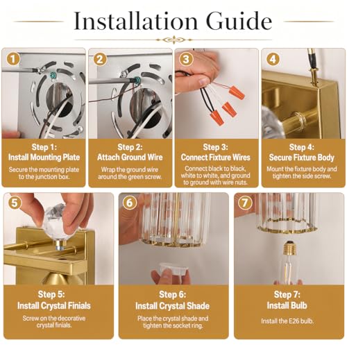 Image of Lxybcce Modern Crystal Bathroom Vanity Light, 14In 2-Lights Bathroom Light Fixtures, Gold Vanity Light Fixtures Over Mirror, Easy Installation & Shadow-Free Illumination for Bathroom Mirror Decor