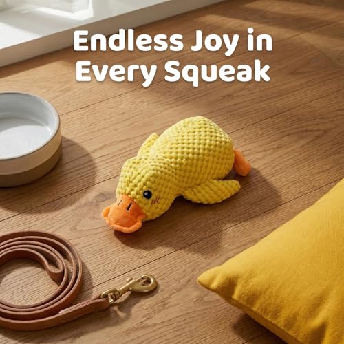 Zimoer Plush Toys for Dogs, Chirriates Plush Chews, Yellow Duck Dog Toys, Tough Dog Toy for Small Medium Dogs — view 4