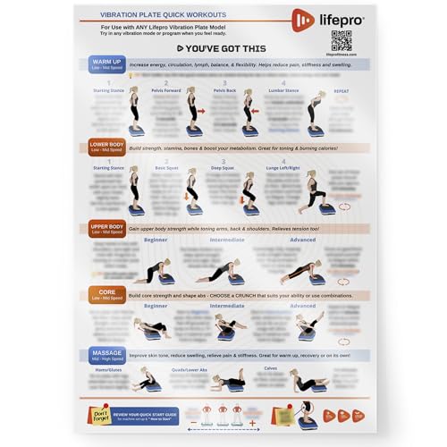 Affiche d'exercice complète pour plaque vibrante avec suggestions d'entraînement guidées