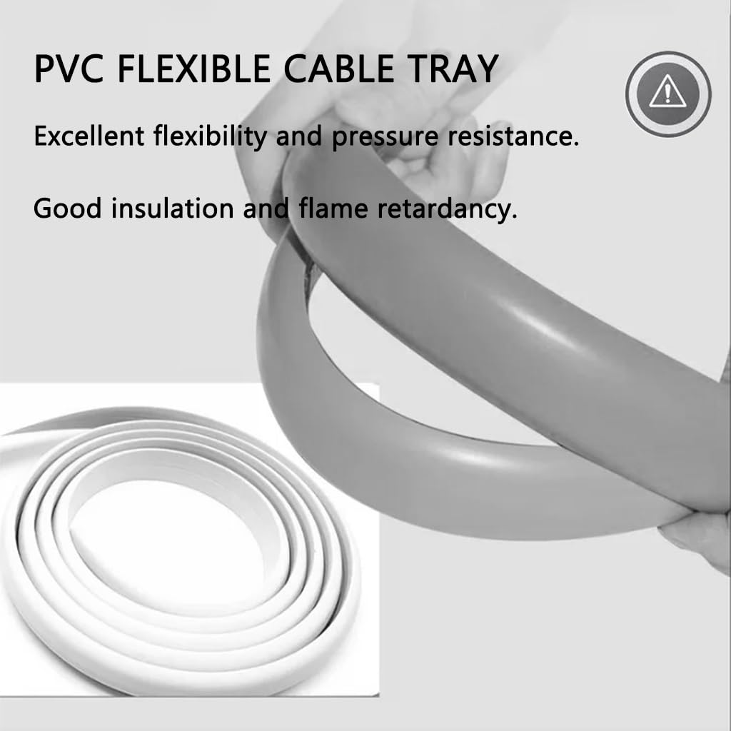 Protector De Cable De Alimentación De Suelo De PVC Blando Fácil De Cortar, Cavidad para Cables para Interior Y Exterior, Baldosas, Mármol, Vidrio, Paneles De Madera(Negro,5m)