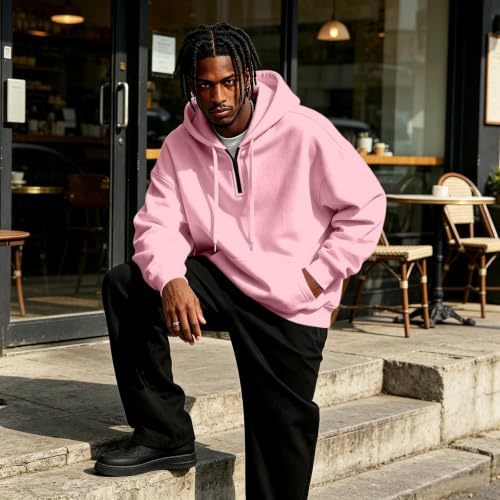 Hooded Sweatshirt Men Comfy Quarter Zip Fall Hoodies Kangaroo Pocket - image 6