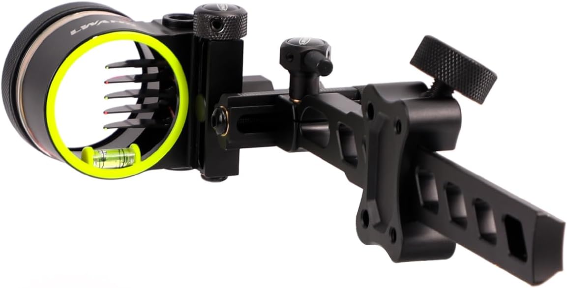 LWANO M2 Cpmpound Bow Sight - 5 Pin Archery Sight Short/Long Bar, Tool Less Windage & Elevation Adjustability, with 2X Magnification Sight Lens Kit