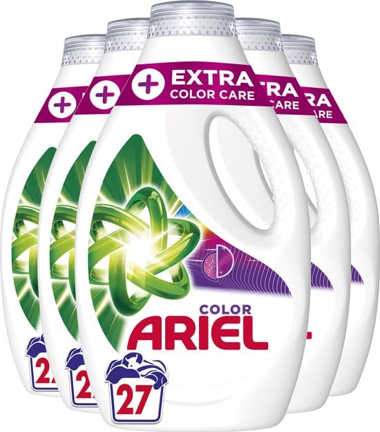Detergente líquido Ariel + cuidado extra del color - 5 x 27 lavados - Paquete económico