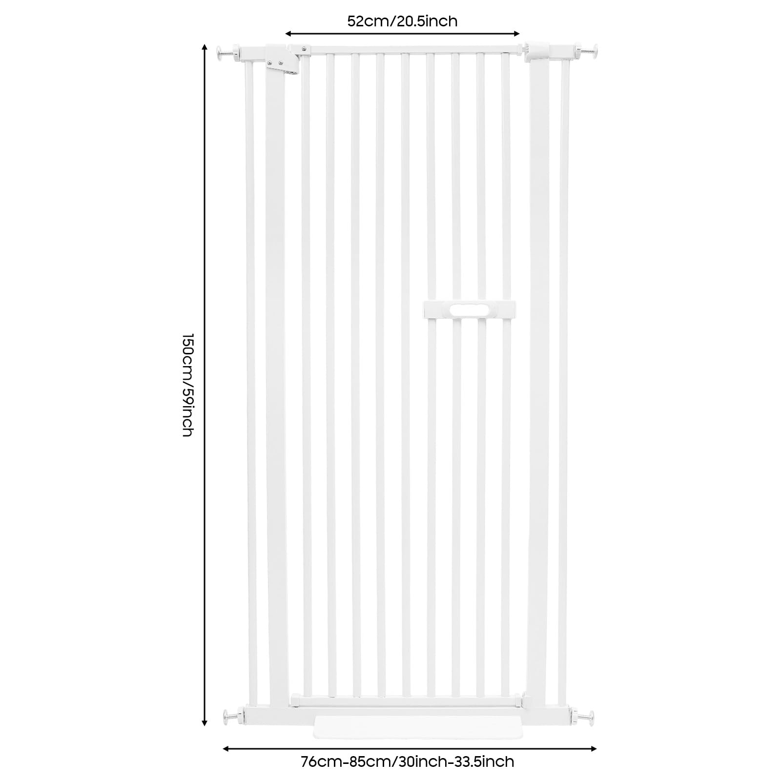 Cancelletto per Gatti 150cm Porta Extra Alta, Porta Senza Fori per Animali Domestici, Cancelletto Estendibile per Gatti, Regolabile 76-85cm, Distanza Tra Aste 3.5cm, Apertura Porta 180°
