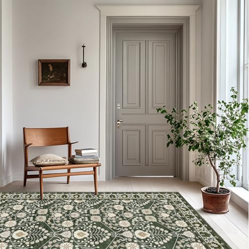 Tapete Boho 3x5 Piso Lavable Verde miniatura 3