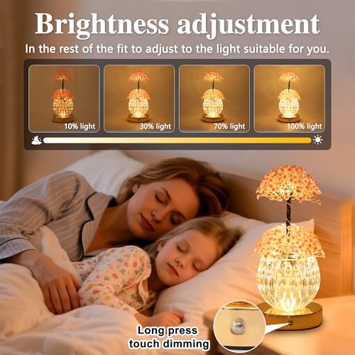 Image of Artificial Pink Baby's Breath Flower Lamp Night Light for Bedroom Bar Coffee Shop Wedding Decor, Gifts for Women Mom Daughter Grandma Girlfriend Friend Birthday Christmas Valentines Mothers Day