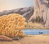 Monte Dolack - Missouri River Gold Hand Drawn Lithograph