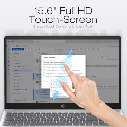 Image of HP 15.6 inch Full HD Touchscreen Business Laptop, Intel Core i7-1355U, 20GB DDR4 RAM, 512GB SSD, Windows 11 Pro Copilot AI,Numeric Keypad,Fast Charge, Office 365 for The Web with Laptop KB Kit