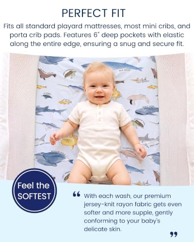 Image of Pack and Play Sheets, Buttery Soft Graco Pack n Play Sheets Fitted for Boys and Girls - Stretchy Microfiber Mini Crib Sheets 2-Pack