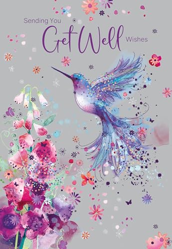 Cherry Orchard | Get Well Soon Card | Sending Get Well Wishes | Bright and Cheerful Card for a Speedy Recovery | Gold Foil Finish | Complete with Envelope
