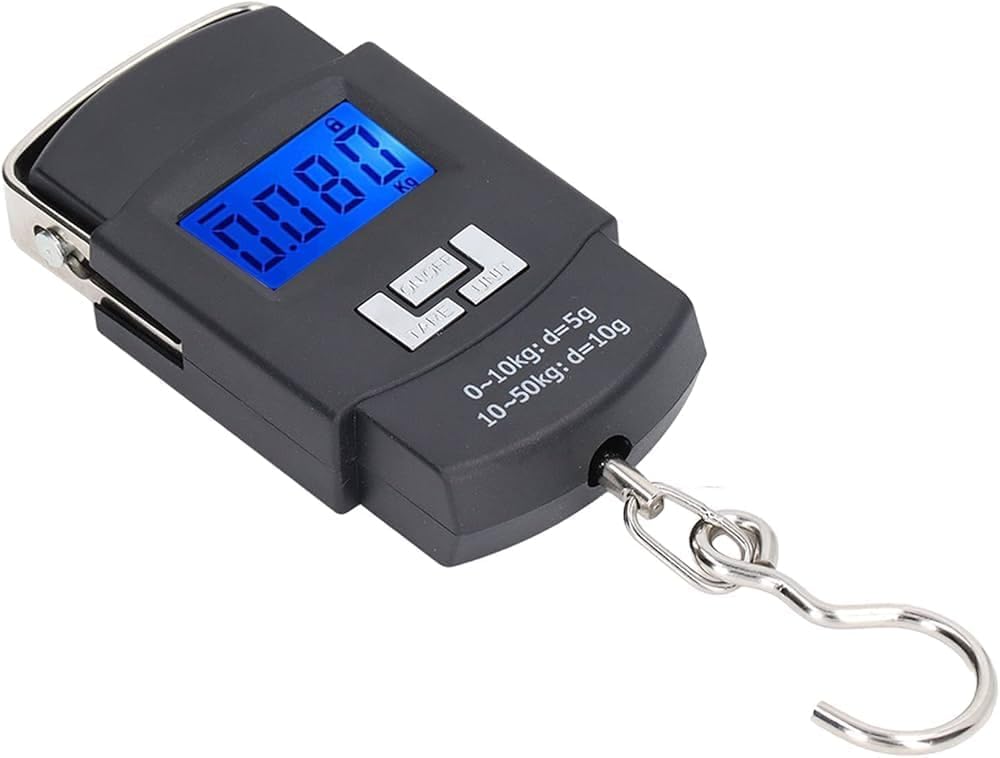 ARFA. Portable Digital Luggage Weighing machine, Wholesale and Retail shop with Digital LED Screen, Weighing capacity of 2 to 50Kg- Black with LCD Display and Backlight With Hook.-image-28