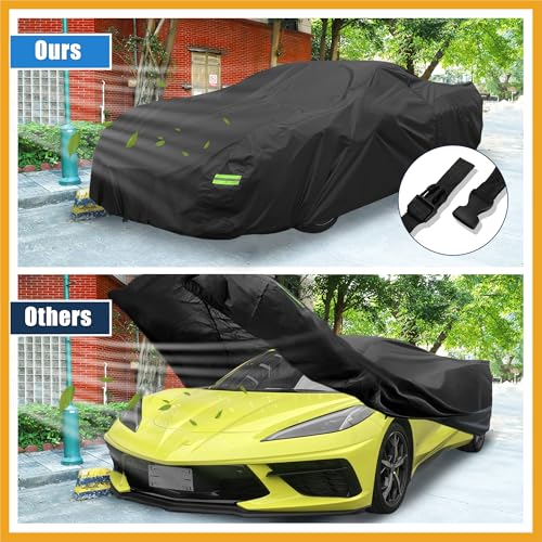 Image of Waterproof Car Cover for Chevrolet Corvette C3 1968-1982 Outdoor Full Car Cover with Zipper Door for Snow Rain Dust All Weather Protection Replacement