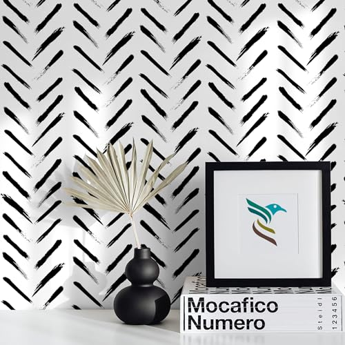 Fiula Papel tapiz autoadhesivo negro y blanco, papel tapiz de ray...